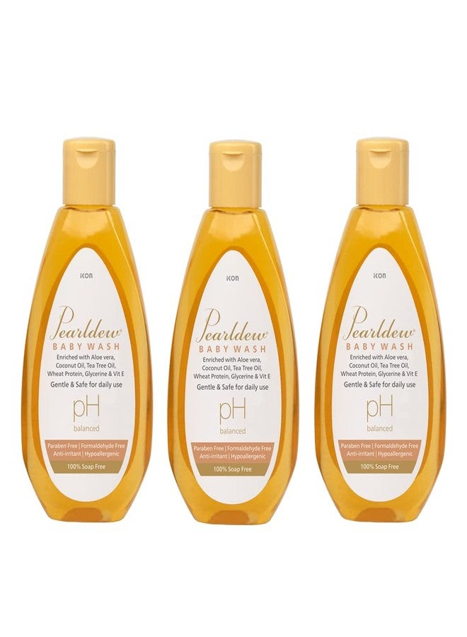 Pearldew Skin Nourishing Baby Wash 100 ml |With Aloe Vera, Coconut Oil, Tea Tree Oil, Glycerine & Vitamin E|pH Balanced|Sulphate Free|Paraben Free|Pthalate Free 100 ml (Pack of 3 (100ml X3)) - Image 1