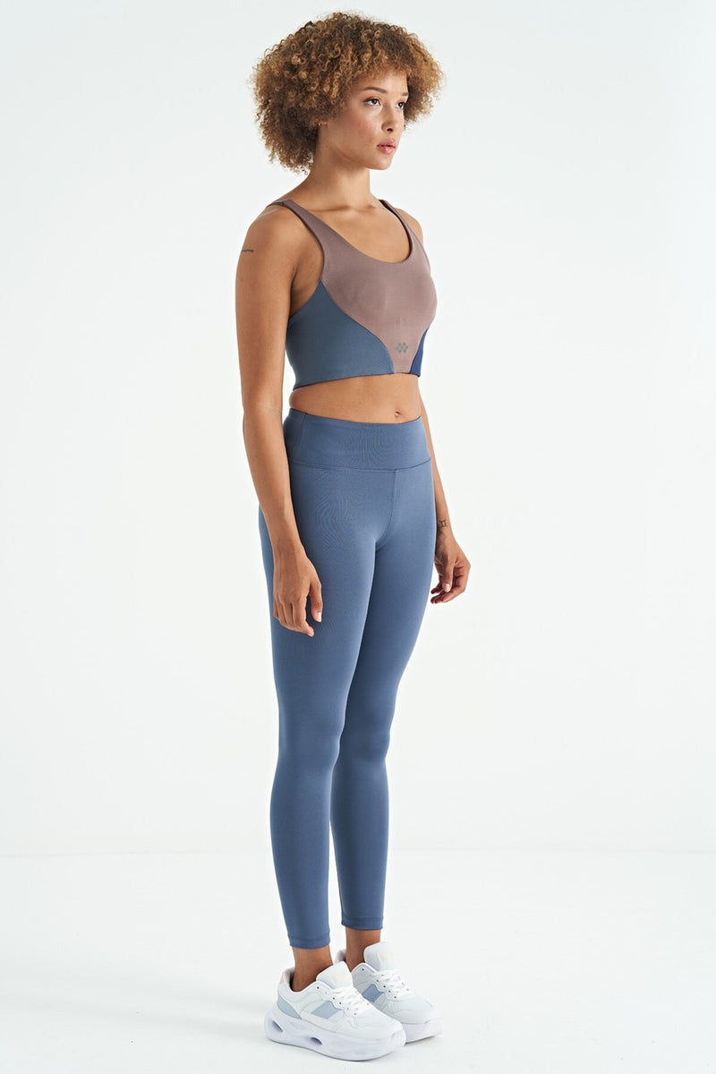 Tommy Life Petrol Logo Print Detail High Waist Diving Fabric Slim Fit Women's Leggings - 94627  - Image 3