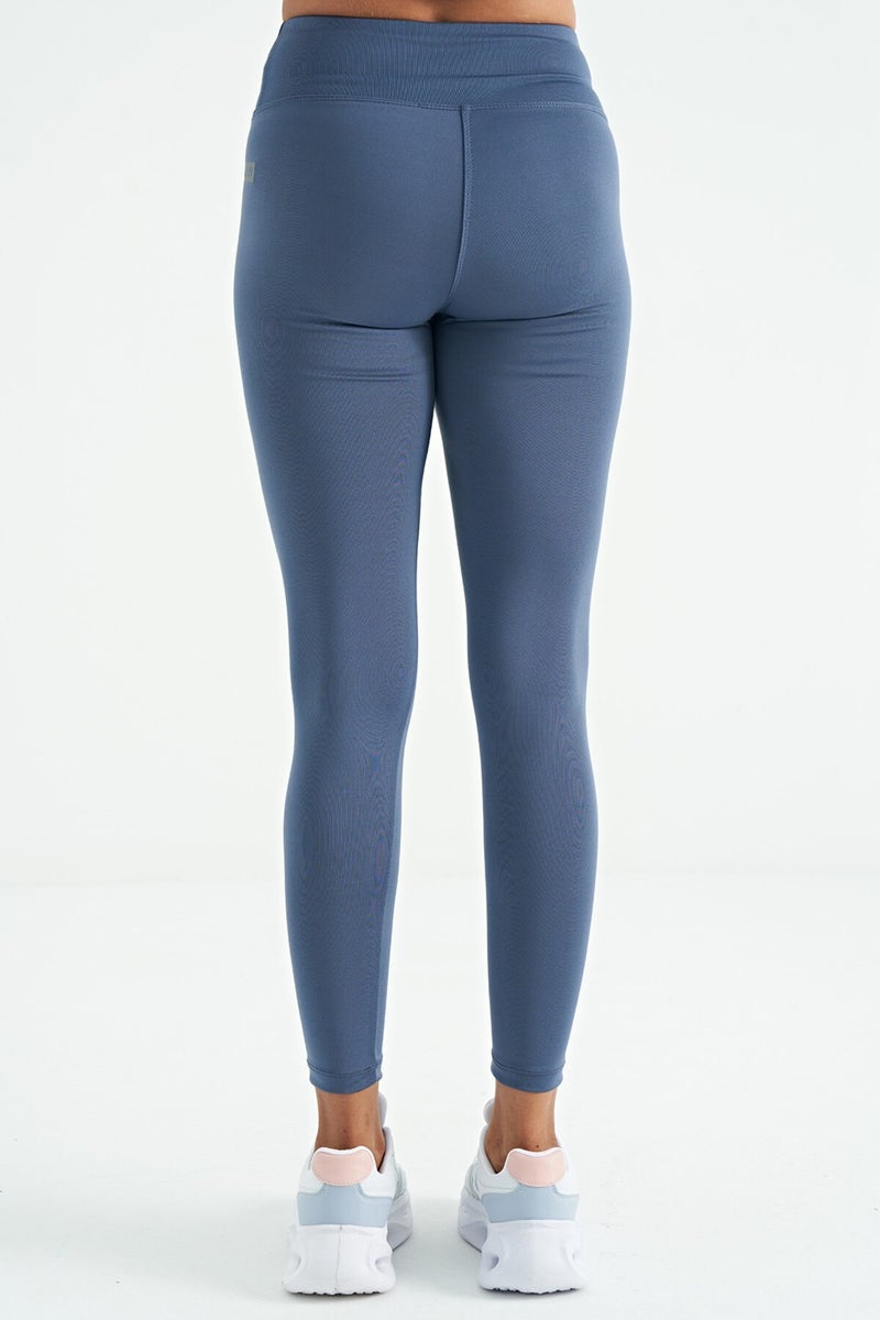 Tommy Life Petrol Logo Print Detail High Waist Diving Fabric Slim Fit Women's Leggings - 94627  - Image 5