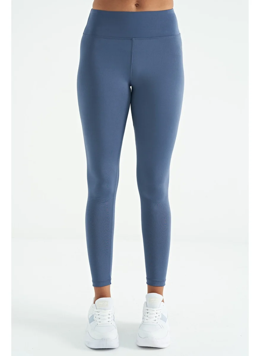 Tommy Life Petrol Logo Print Detail High Waist Diving Fabric Slim Fit Women's Leggings - 94627