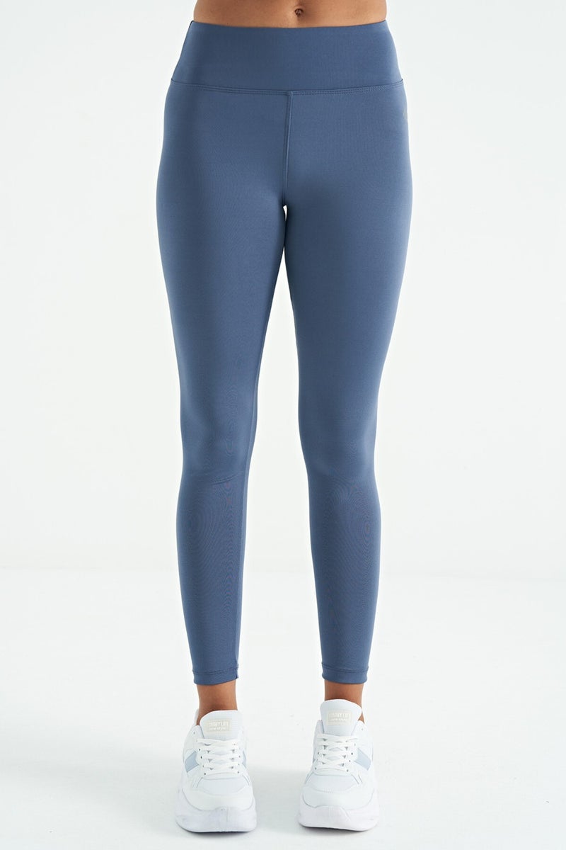 Tommy Life Petrol Logo Print Detail High Waist Diving Fabric Slim Fit Women's Leggings - 94627  - Image 2