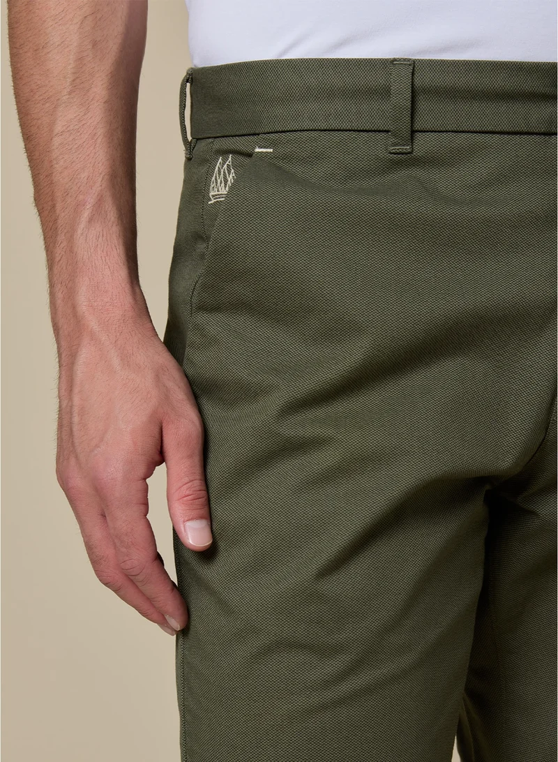 MANNERISM  The Earthway Olive Green Stretch Twill Chinos Comfort Fit for Men | Best Price UAE