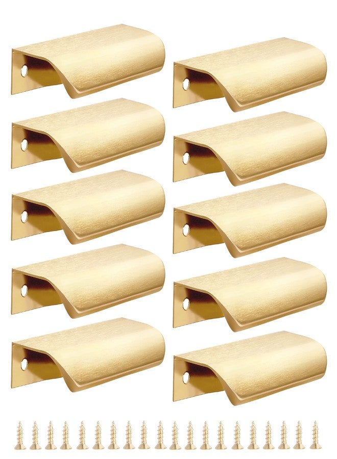 Malimali 10 Pack Gold Edge Finger Pulls for Cabinets 3.15" Kitchen Cabinet Pulls Handles Drawer Pulls Modern Aluminum Concealed Tab Pulls for Closet Door, Brushed Brass - Image 1