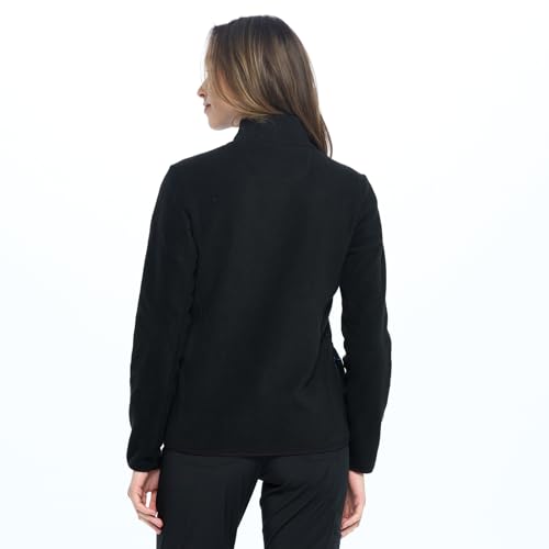 Dagacci Medical Uniform Unisex Warm Up Zip Front Fleece Scrub Jacket for Women and Men, Black, M - Image 3