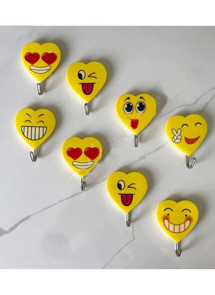 Hooks Wall Mounted With Plastic Emoji Face Design And Self Adhesive Set Of 4 Pieces  - Image 1
