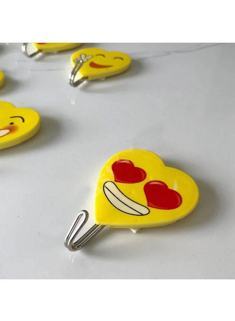 Hooks Wall Mounted With Plastic Emoji Face Design And Self Adhesive Set Of 4 Pieces  - Image 3