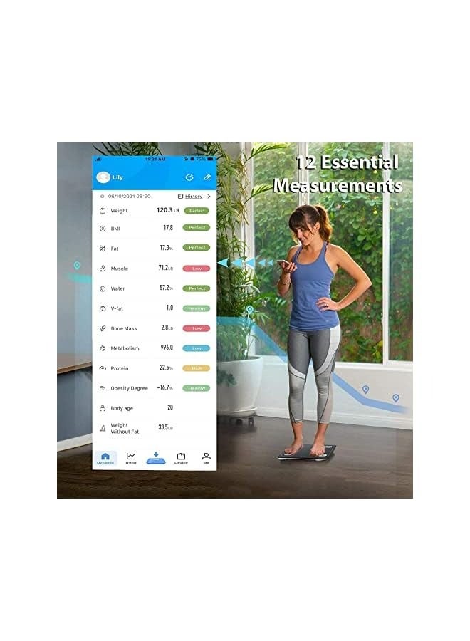 PROMASS Smart Scale with Bluetooth, Necomi Body Fat Scale, Wireless Digital Bathroom Scale, 12 Measurements, Weight/Body Fat/BMI, Fitness Body Composition Analysis, lbs/kg - Image 3