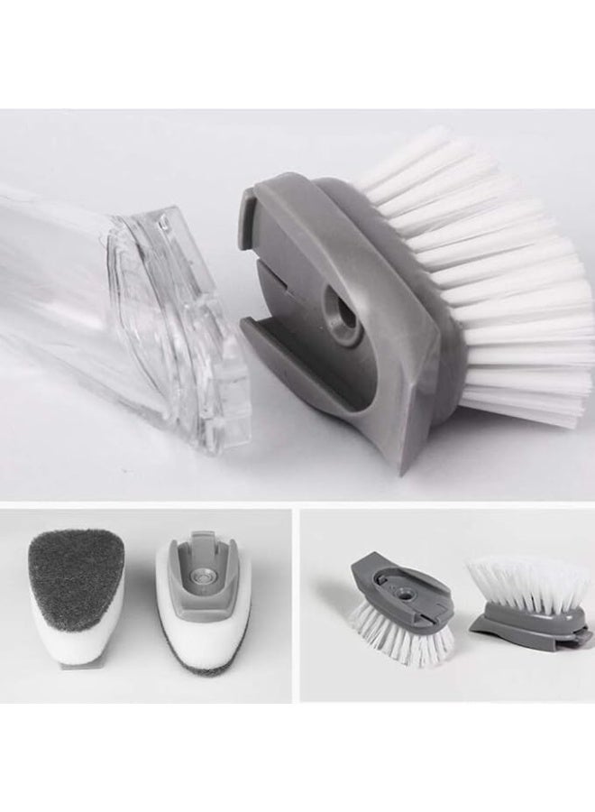 فرشاة تنظيف حوض المطبخ الأوتوماتيكية | فرشاة غسل الأطباق | موزع صابون سائل مع مقبض إسفنجي | فرشاة مقلاة ووك | أداة تنظيف أواني المطبخ - Image 5