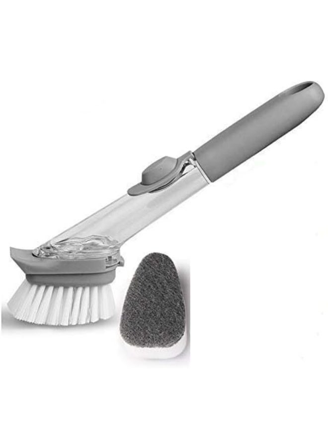 فرشاة تنظيف حوض المطبخ الأوتوماتيكية | فرشاة غسل الأطباق | موزع صابون سائل مع مقبض إسفنجي | فرشاة مقلاة ووك | أداة تنظيف أواني المطبخ - Image 2