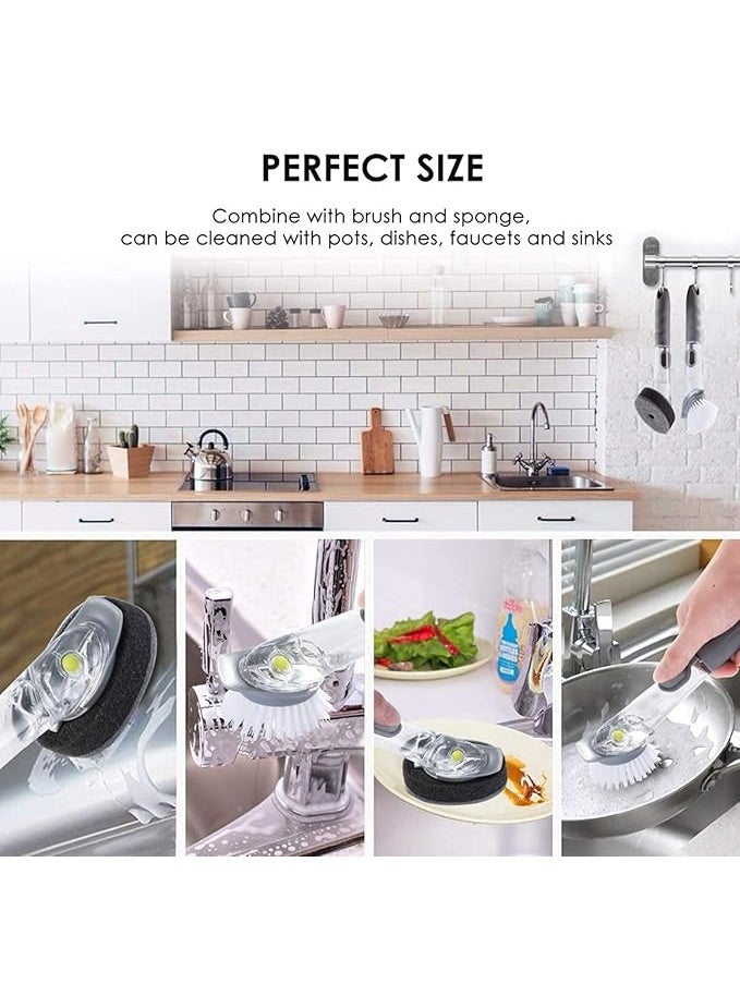 فرشاة تنظيف حوض المطبخ الأوتوماتيكية | فرشاة غسل الأطباق | موزع صابون سائل مع مقبض إسفنجي | فرشاة مقلاة ووك | أداة تنظيف أواني المطبخ - Image 4