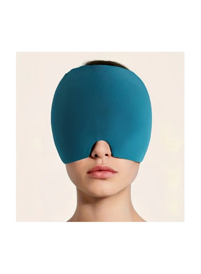 Migraine Hat, Adjustable Cold Gel Headband with Ice Pack Eye Mask for Facial Cooling Blue, Cooling, Management, Ergonomic Headband, Comfortable Design, Lightweight Comfort, Durable Construction, Cooling Head Wrap, Wellness Enthusiasts, Migraine Sufferers