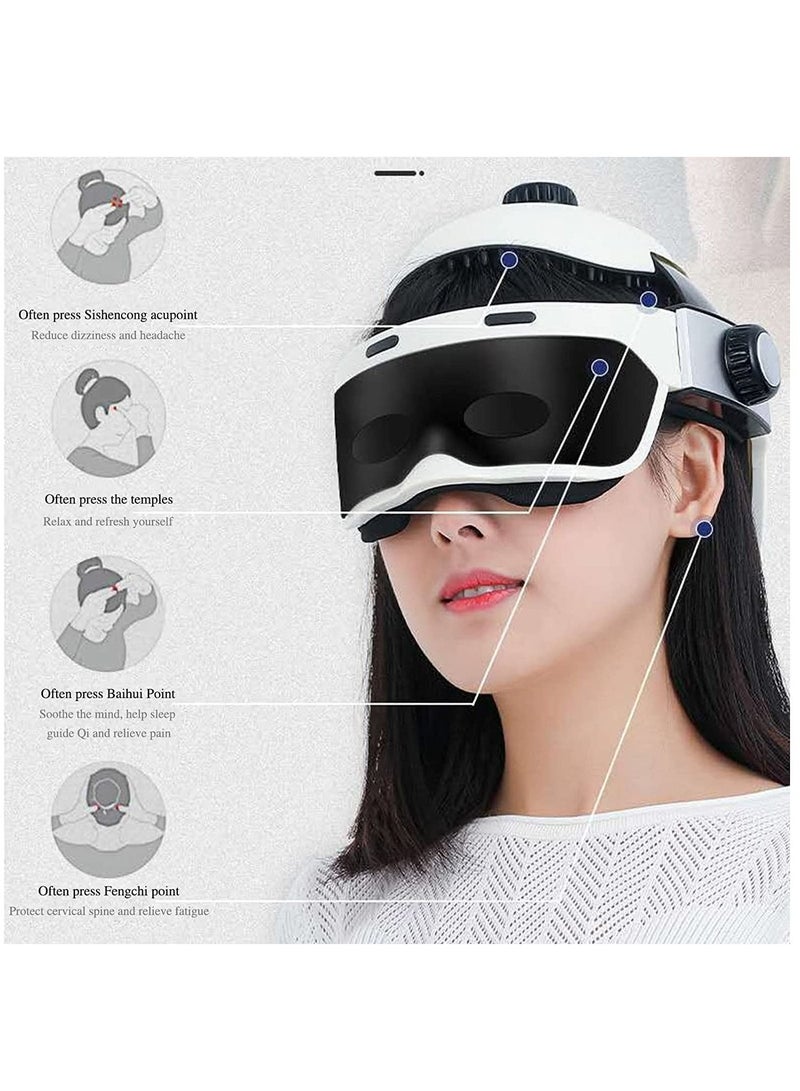 Rabos Electric Head Massager, Eye & Neck Massage Helmet with Heat, Kneading, Air Compression, Scratcher Suitable for Headache, Stress - Image 1