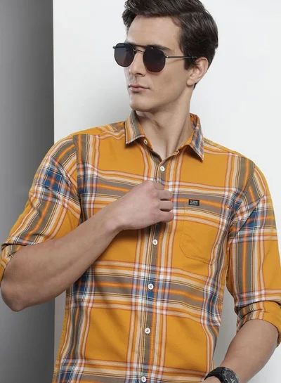 The Indian Garage Co Men Regular Fit Checkered Full Sleeves Spread Collar Casual Shirt