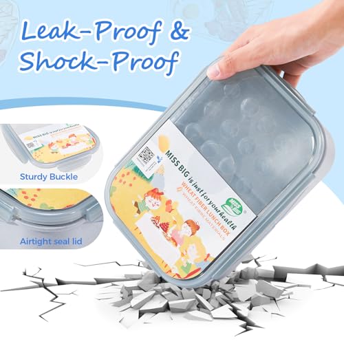 MISS BIG® Bento Box,Bento Box Adult,Lunch Box,Leak Proof Lunch Containers,No BPAs and No Chemical Dyes Bento Lunch Box,Dishwasher and Microwave Safe Lunch Containers for Adults(1900ml Gray) - Image 2