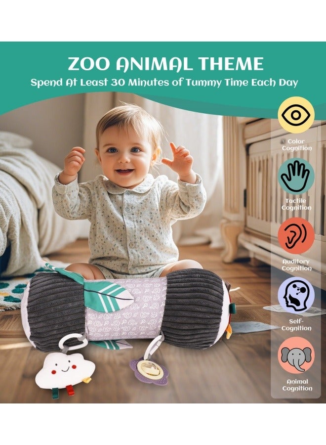 Inflatable Baby Tummy Time Toys for Newborn, Montessori Sensory Crawling Toy Pillow for Babies 6-12 Months with Detachable Mirror, Squeaker & Rattle, Help with Brain Development (Elephant)  - Image 3