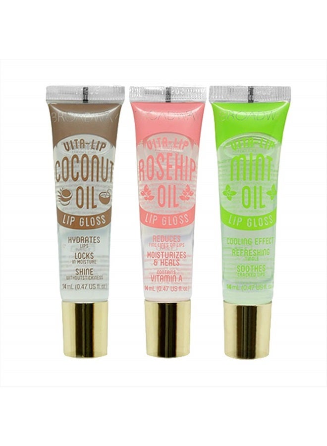 Broadway Vita-Lip Clear Lip Gloss (3PCS - Mint & Coconut & Rosehip Oil) - Image 2