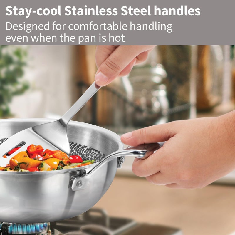 Hawkins Hawkins Pro 1.5 Litre Shielded Nonstick Triply Deep-Fry Pan, Kadhai with Stainless Steel Handles and Glass Lid, Silver (PSNK15G) - Image 4