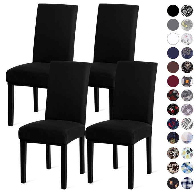 Dining Chair CoversKitchen Chair CoverParsons Chair SlipcoverSpandex Chair Protectors for Dining Room Stretch Chairs Cover Set of 4 Black