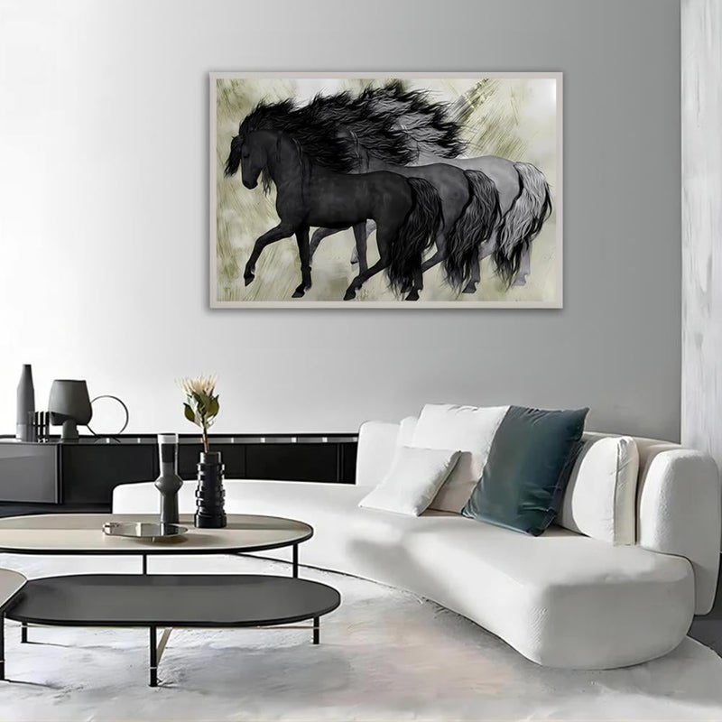 Marktna Canvas Painting Arabian Horses Design with Hollow Frame Size (120x80) 1 Piece - Image 4