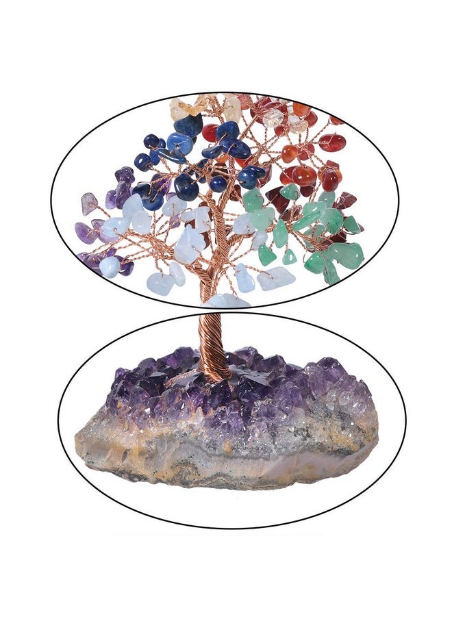 mookaitedecor mookaitedecor 7 Chakra Crystal Tree with Amethyst Cluster Crystals Base Money Tree Home Decor for Reiki, Wealth, Good Luck and Fengshui  - Image 2