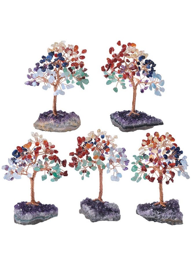 mookaitedecor mookaitedecor 7 Chakra Crystal Tree with Amethyst Cluster Crystals Base Money Tree Home Decor for Reiki, Wealth, Good Luck and Fengshui  - Image 3