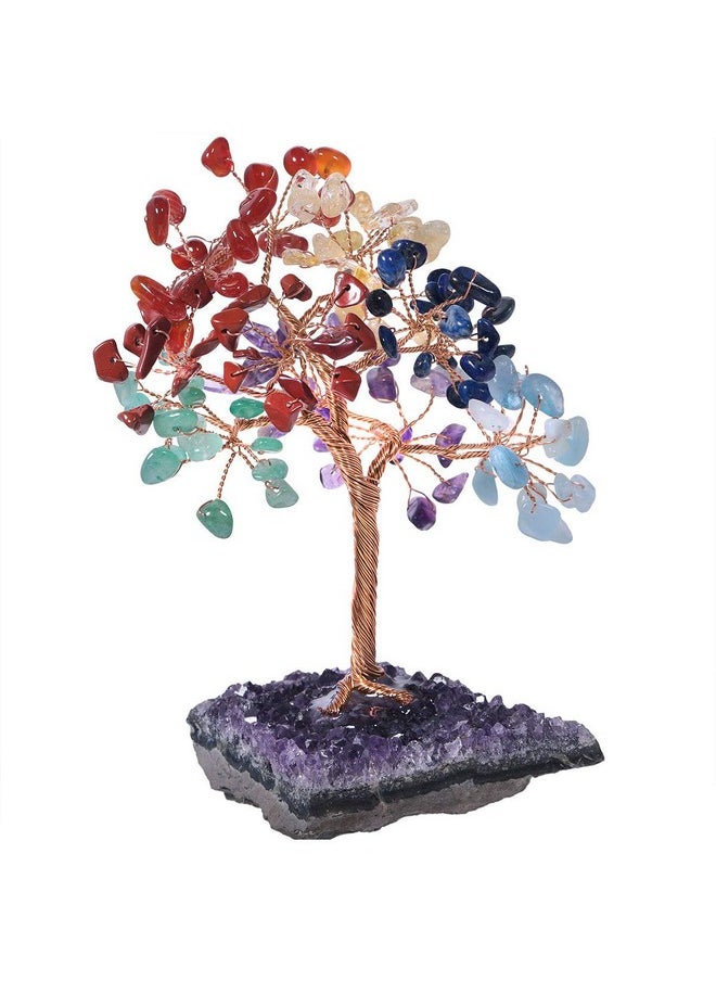 mookaitedecor mookaitedecor 7 Chakra Crystal Tree with Amethyst Cluster Crystals Base Money Tree Home Decor for Reiki, Wealth, Good Luck and Fengshui  - Image 1