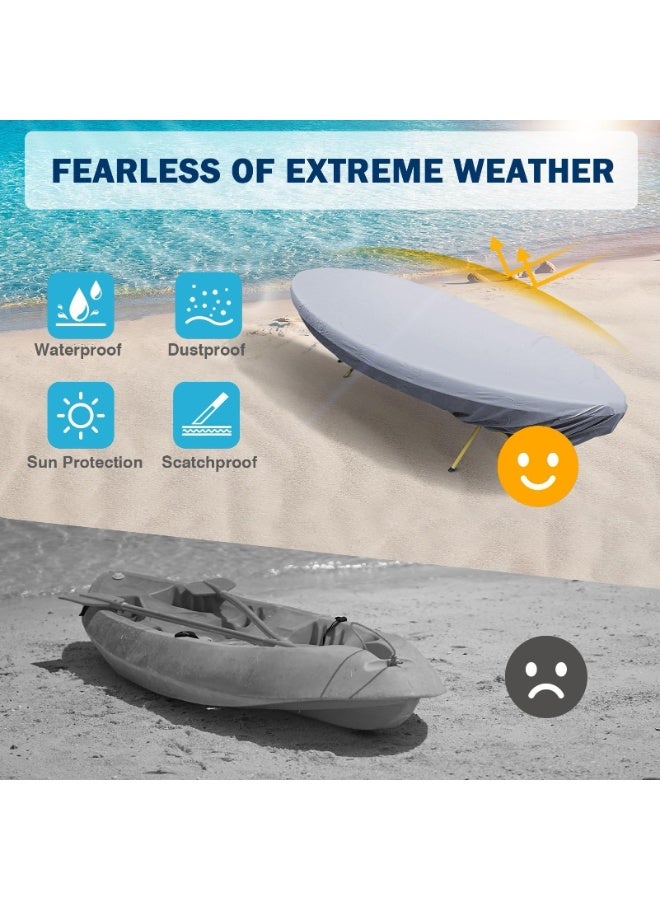 Generic 420D Kayak Cover Waterproof, Kayak Covers for Outdoor Storage, Heavy Duty Protection Paddle Board Covers Canoe Cover, 10.2-11.5ft / 11.8-13.1ft(4)  - Image 4