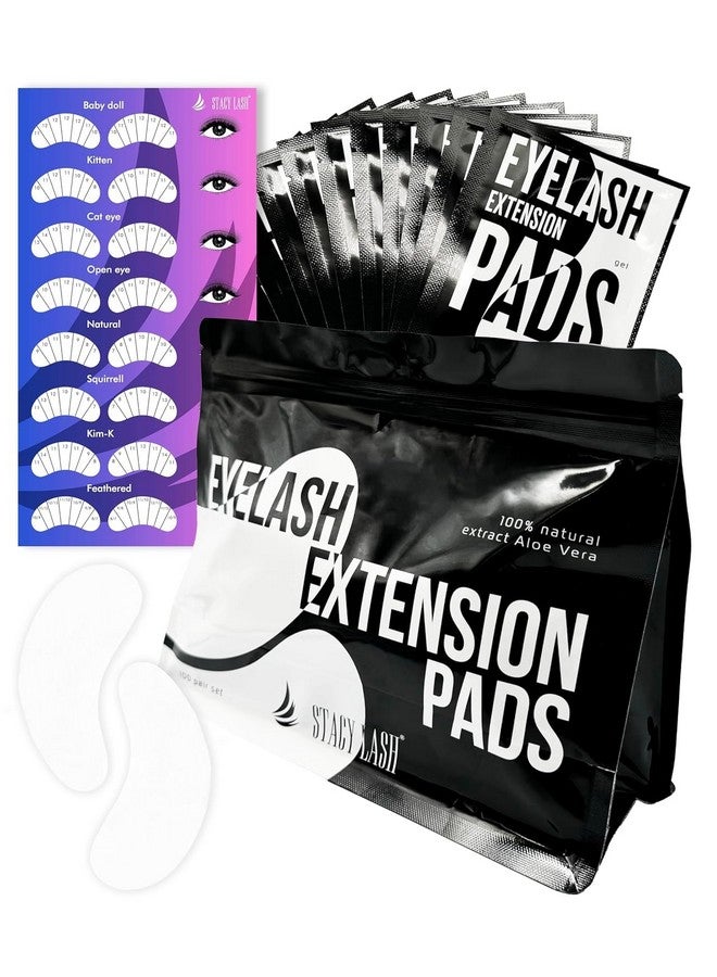Stacy Lash 100 Pairs Set Premium Under Eye Gel Pads for Eyelash Extension - Lint Free Patches with Vitamin C and Aloe Vera by Stacy Lash supplies and Beauty tools - Hydrogel Eye Pads - Skin Moisturizes - Image 1