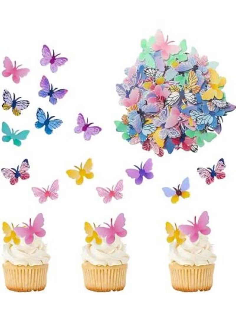 72Pcs Edible Butterfly Cupcake Toppers 3D Colorful Butterfly Cake Decoration Realistic Spring Dessert Decoration for Birthday Party Wedding Food Supplies Mixed Siz - Image 2