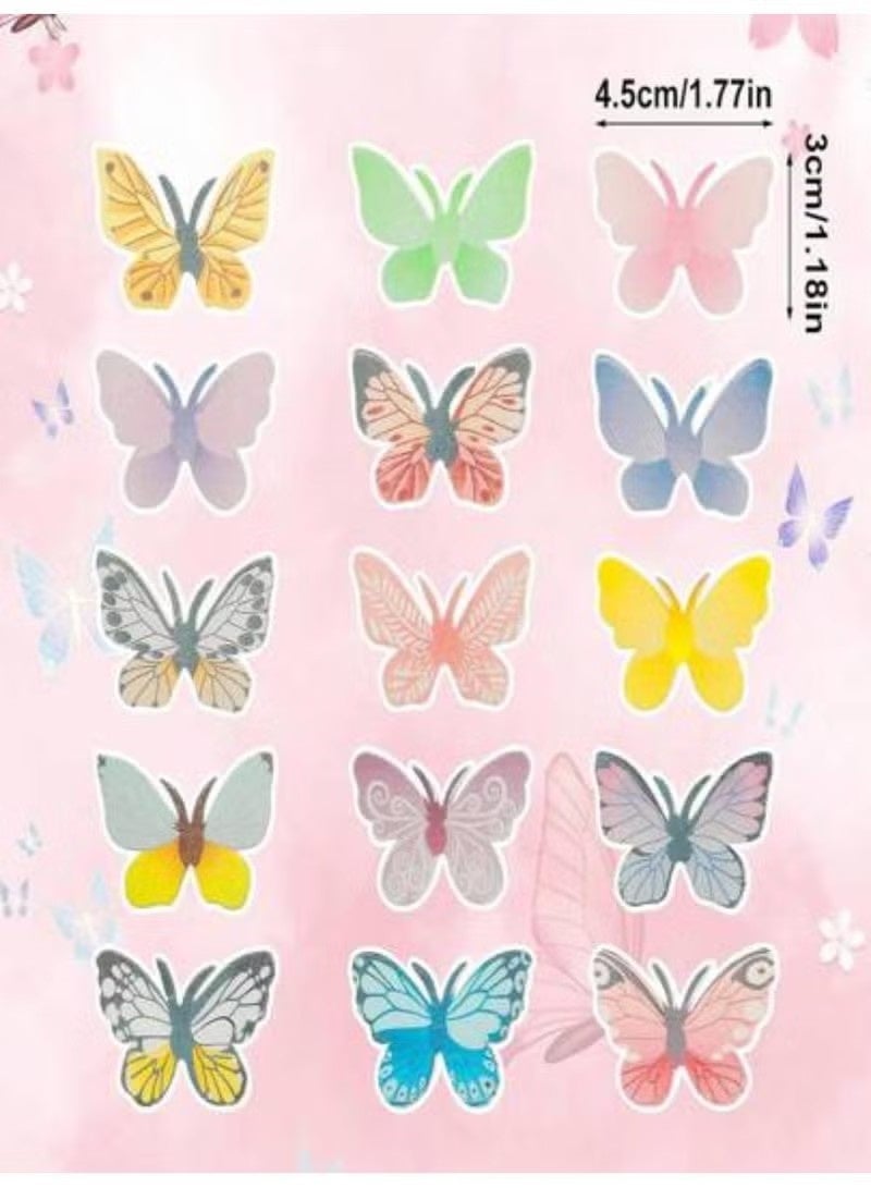 72Pcs Edible Butterfly Cupcake Toppers 3D Colorful Butterfly Cake Decoration Realistic Spring Dessert Decoration for Birthday Party Wedding Food Supplies Mixed Siz - Image 3