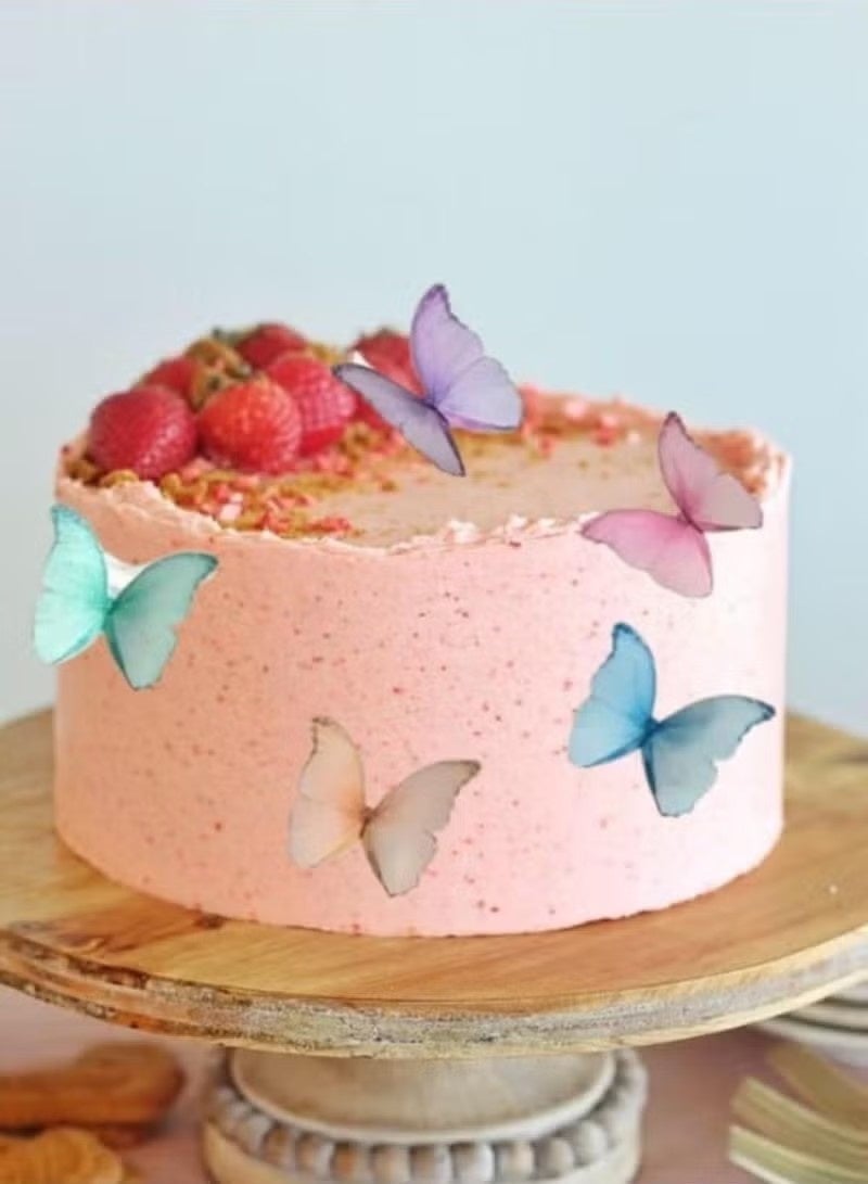 72Pcs Edible Butterfly Cupcake Toppers 3D Colorful Butterfly Cake Decoration Realistic Spring Dessert Decoration for Birthday Party Wedding Food Supplies Mixed Siz - Image 4