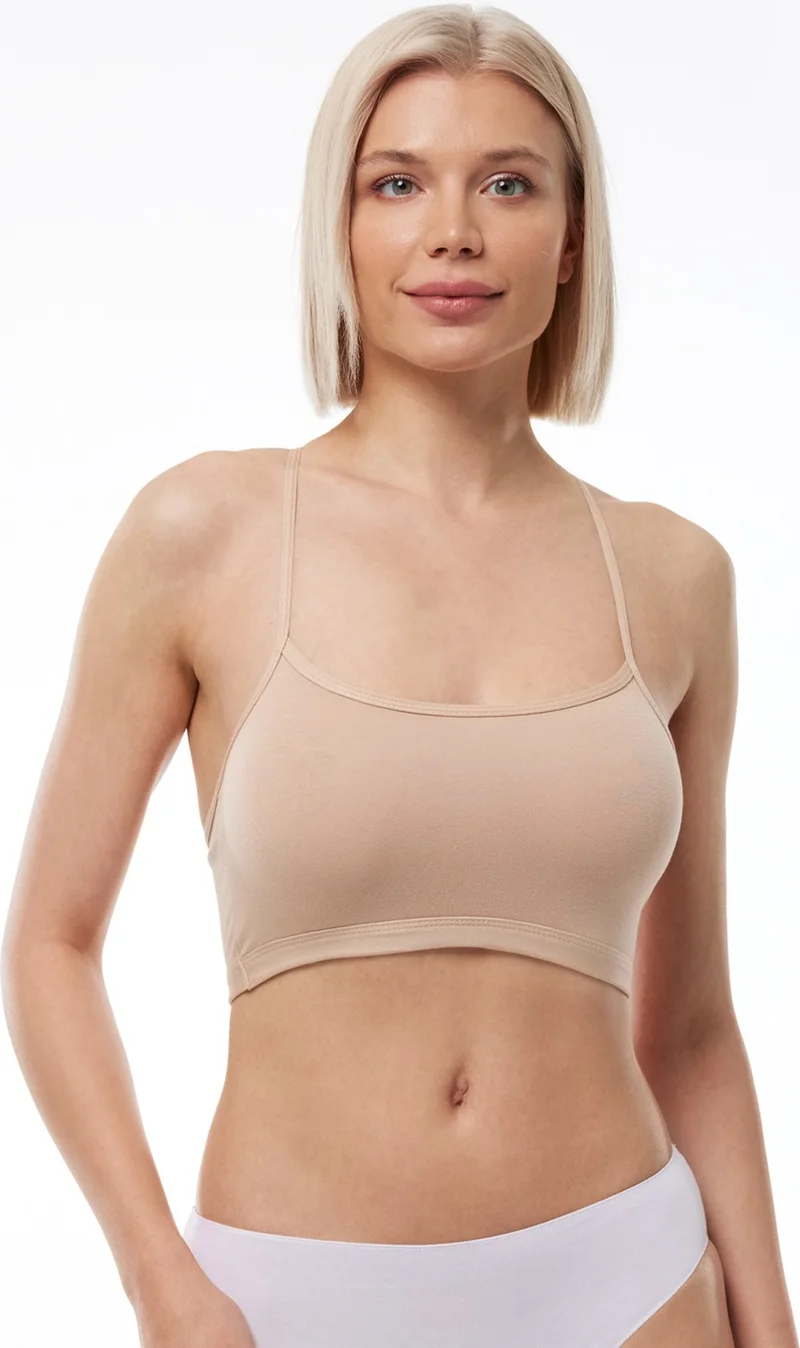 Malabadi Women's Ten 2 Pack Adjustable Rope Strap Padless Modal Combed Cotton Bustier 1046