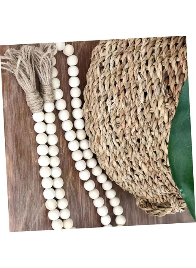 إكليل خرز خشبي بشراشيب من فوزايريا - بيت المزرعة، أنيق وعتيق، ديكور ريفي فرنسي - بيج، دائري، خشب، 1 قطعة - Image 4