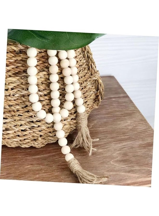 إكليل خرز خشبي بشراشيب من فوزايريا - بيت المزرعة، أنيق وعتيق، ديكور ريفي فرنسي - بيج، دائري، خشب، 1 قطعة - Image 2