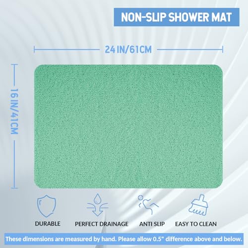 Hargiis Non-Slip Bathtub Mat, Anti Slip Shower Mat, Fast Drying Bathtub Mats, Foot Scrubber Mat, Anti Slip Mat for Tub, Floor, Bathroom, Kitchen, Home, Hotel (Light Green 24"×16") - Image 2