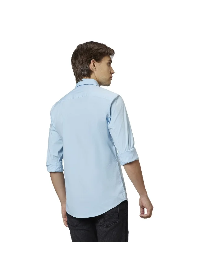 بيينغ هيومان Mens Light Blue Collared Long Sleeve Shirt