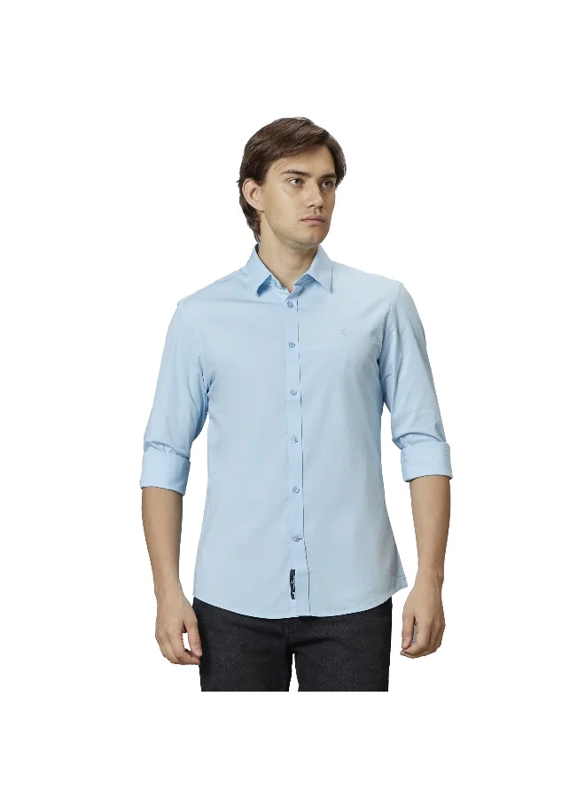 بيينغ هيومان Mens Light Blue Collared Long Sleeve Shirt