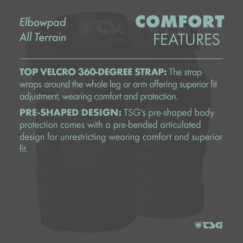 TSG Elbowpad All Terrain Protective Pad, Skateboarding, Hardshell, EVA Foam, PE Knee Pads, Pre Shaped, Horseshoe, Tear Resistant Nylon, 360 Degree Top Strap, Pull Over, Swiss, Black - Image 5