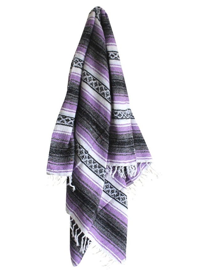 Del Mex Classic Mexican Blanket, Large Authentic Woven Falsa Throw (70"x50"), Artisan Southwest Décor for Beach, Yoga, Outdoors (Lavender) - Image 2