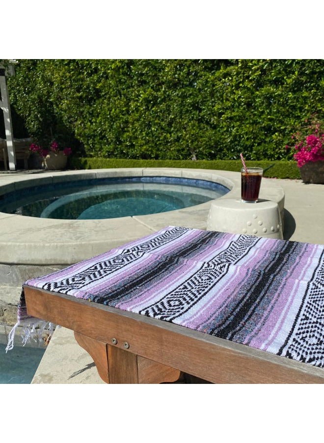 Del Mex Classic Mexican Blanket, Large Authentic Woven Falsa Throw (70"x50"), Artisan Southwest Décor for Beach, Yoga, Outdoors (Lavender) - Image 3