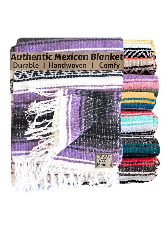 Del Mex Classic Mexican Blanket, Large Authentic Woven Falsa Throw (70"x50"), Artisan Southwest Décor for Beach, Yoga, Outdoors (Lavender) - Image 1