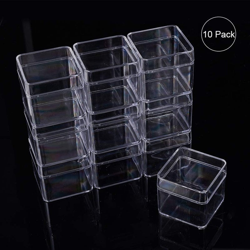 BENECREAT 10 Pack Large Square High Transparency Plastic Bead Storage Containers Box Drawer Organizers for Beauty supplies, Tiny Bead, Jewerlry Findings, and Other Small Items - Image 4