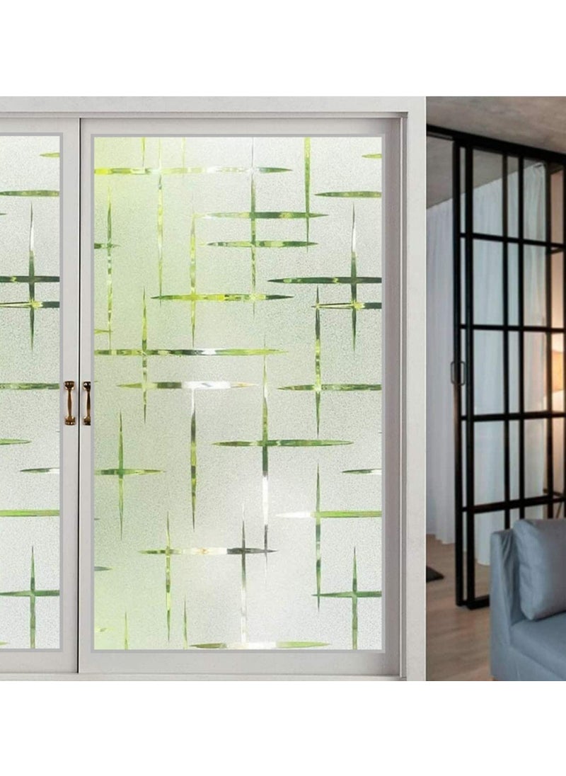 WOLOUR WOLOUR Plus Design Window Films Privacy Glass Film Self Adhesive Decorative Film for BathroomDoor WindowHeat ControlSidelightAnti UV Control Stickers 41X366 CM  - Image 1