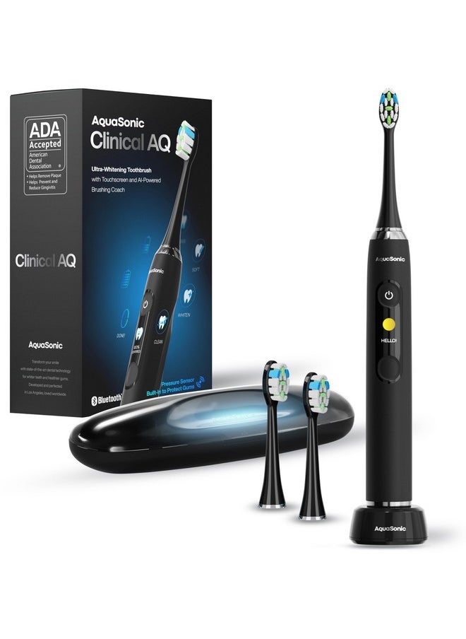 Aquasonic - Aquasonic Clinical AQ Ultra-Whitening Smart Toothbrush with Touchscreen, Bluetooth & Brushing Coach - 2 Brush Heads & UV Sanitizing Charging Case - Image 1
