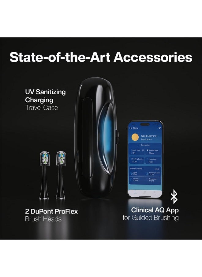 Aquasonic - Aquasonic Clinical AQ Ultra-Whitening Smart Toothbrush with Touchscreen, Bluetooth & Brushing Coach - 2 Brush Heads & UV Sanitizing Charging Case - Image 1