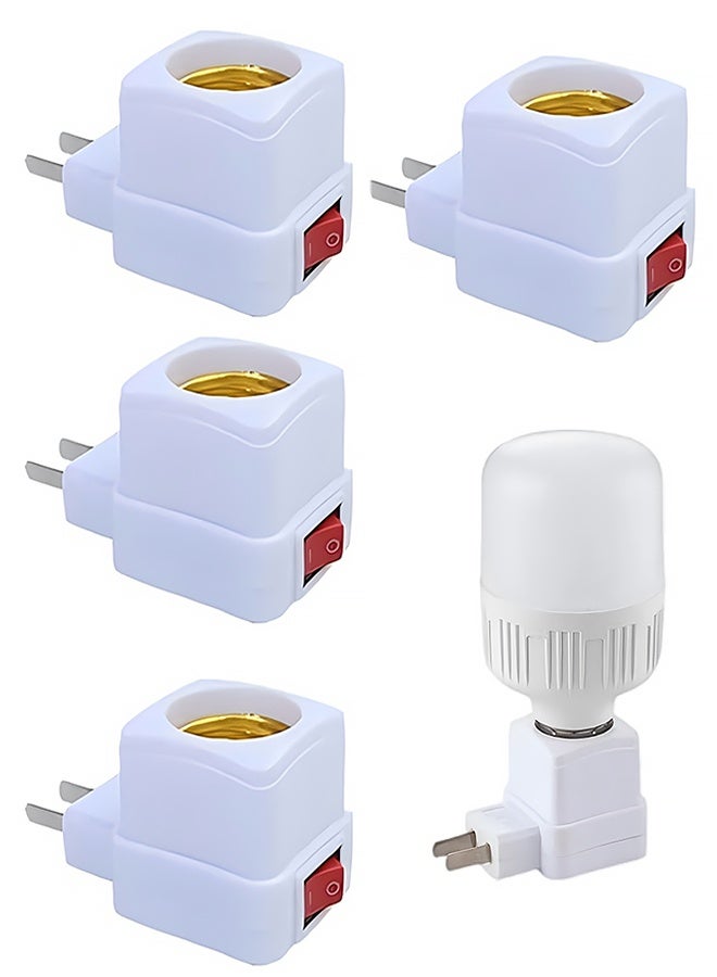 4 Pack E26/E27 Socket Extension Adapter with Switch,Plug-in Light Socket,Convert Outlet to Light Bulb Socket - Image 1