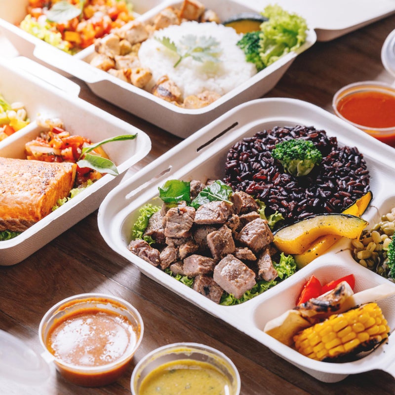 Freshware Clamshell Food Containers with Lids [6x6" 100-Pack] Disposable To Go Containers, Biodegradable Sugarcane To Go Boxes - Paper Container - Microwave & Freezer Safe, Stackable - Image 3