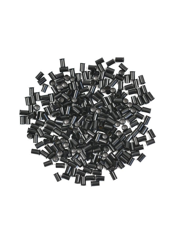 يتبيت 500 قطعة 3.4 ملم مايكرو لينك الدائري أنابيب النحاس الخرز غير السيليكون ميكرولينك الخرز لوصلات الشعر (أسود) - Image 1