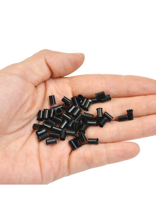 يتبيت 500 قطعة 3.4 ملم مايكرو لينك الدائري أنابيب النحاس الخرز غير السيليكون ميكرولينك الخرز لوصلات الشعر (أسود) - Image 4