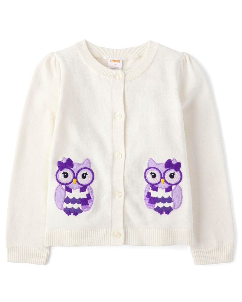 Gymboree,and Toddler Long Sleeve Cardigan Button Up Sweater,Owls,7 - Image 1